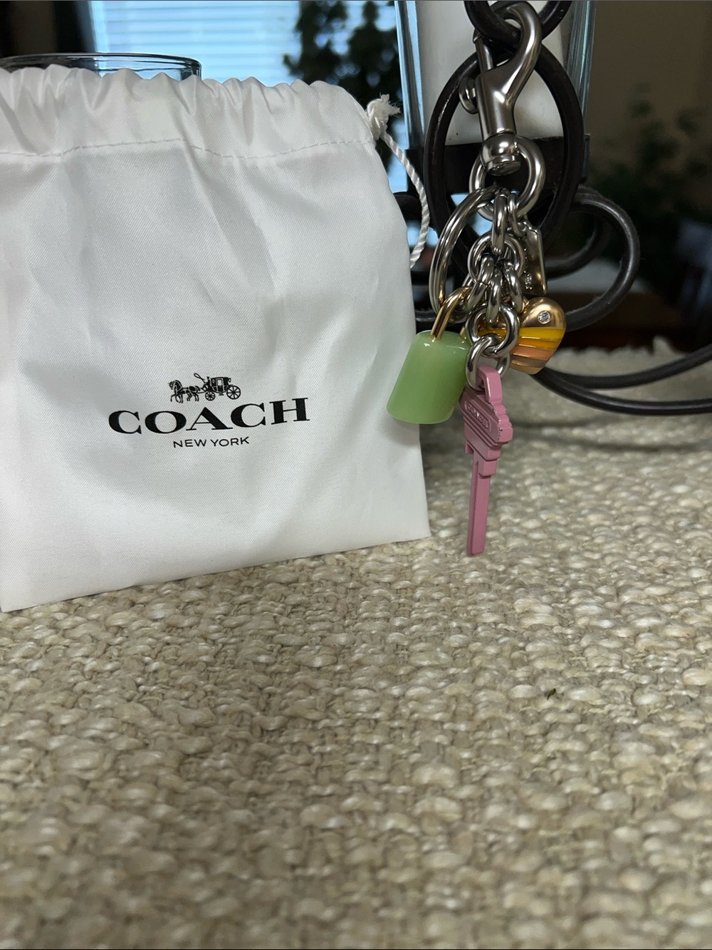 Coach Pink and Green Key Charm with Gold Accent NEW